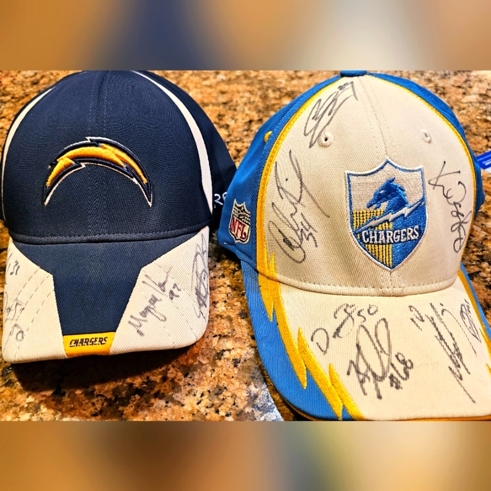 NFL Chargers autographed caps. Price includes both